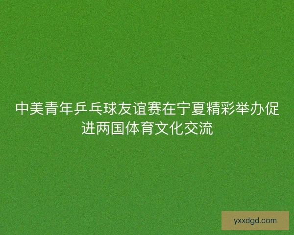 中美青年乒乓球友谊赛在宁夏精彩举办促进两国体育文化交流